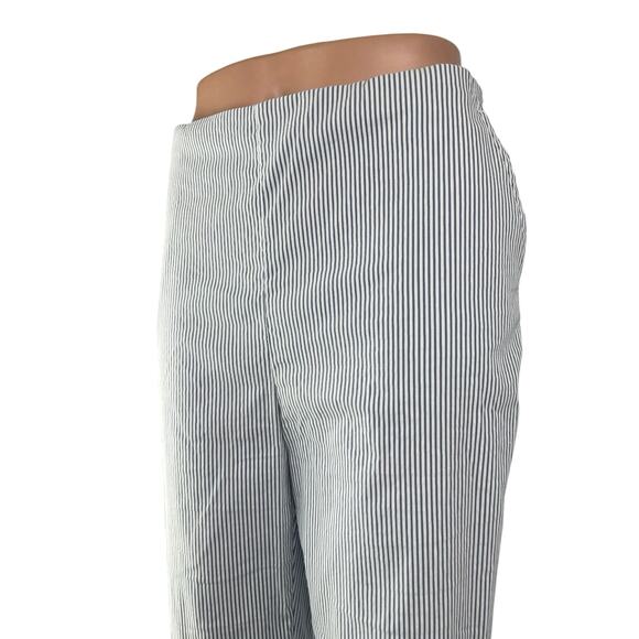 Carolina Belle White Blue Striped High Waisted Straight Trousers Dress Pants 8 - Picture 3 of 5